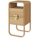 Mesa de Cabeceira Orgânica Luna Artesano 30 cm (largura) MDP Hanover Duas Gavetas Base Metal Dourado