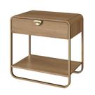 Mesa de Cabeceira Orgânica Luna Artesano 60 cm (largura) em MDP Hanover Uma Gaveta Base Metal Dourad