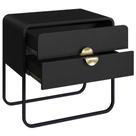 Mesa de Cabeceira Orgânica Luna Artesano 60 cm (largura) em MDP Nero Duas Gavetas Base Metal Preto