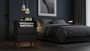 Mesa De Cabeceira Paris 2 Gavetas Pés Palito 67x45x37cm Cor:Preto