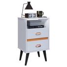 Mesa de Cabeceira Pequena Mesinha Com Gavetas Moderna Nicho Organizador Retrô Canto Quarto Classic New - Branco - RPM Mesa de Cabeceira Pequena Mesinha Com Gavetas Moderna Nicho Organizador Retrô Canto Quarto Classic New - Branco - RPM