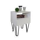 Mesa De Cabeceira Pés Legs Estilo Industrial Off White Laca