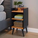Mesa de Cabeceira Pés Palito estilo retrô Max cor Preto / Nature - Comprar Móveis em Casa