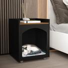Mesa De Cabeceira Pet, Casinha De Cachorro/Gato, Cor: Preto Com Freijó