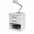 Mesa de Cabeceira Plus Com 2 Gavetas Branco