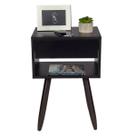 Mesa de Cabeceira Preto Retro 60cm de Altura Pés Marrom Escuro - Enviamos Montada
