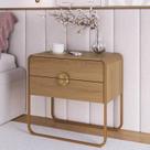 Mesa de Cabeceira Quarto 60cm 2 Gavetas Mario Hanover/Dourado A10 - Mpozenato