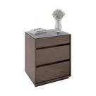 Mesa de Cabeceira Quarto Belize 3 Gavetas e Tampo de Vidro Mesa de Cabeceira Quarto Belize 3 Gavetas e Tampo de Vidro