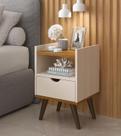 Mesa De Cabeceira Quarto Casal Solteiro Alice 1 Gaveta -Off White