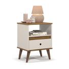 Mesa de Cabeceira Quarto Mesinha Apoio Lateral Cama Box Casal Estilo Nicho Decoração Retrô Ted 1 Gaveta