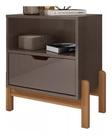 Mesa De Cabeceira Quarto Mini Cômoda Antares 1 Gaveta e 1 Nicho - Cinza Pérola