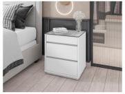 Mesa de Cabeceira Quarto Mini Cômoda Gaveteiro Porta Jóias 3 Gavetas Organizadora Multiuso Belize - Branco