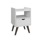 Mesa De Cabeceira Quarto Retrô Pés Palito Com Nicho e 1 Gaveta Classic Decor Cores GB Plus