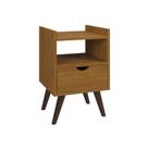 Mesa De Cabeceira Quarto Retrô Pés Palito Com Nicho e 1 Gaveta - Classic Decor - Freijó - Lojas G2 Móveis