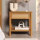 Mesa de Cabeceira Rattan 1 Gaveta 1 Nicho Madeira Freijó Cefira Mesa de Cabeceira Rattan 1 Gaveta 1 Nicho Madeira Freijó Cefira