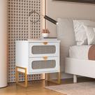 Mesa de Cabeceira Reforçada e Elegante Titanium com Acabamento em Telinha 45cm - Branco / Dourado