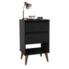 Mesa de Cabeceira retrô 2 gavetas Tauros Preto Black
