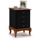 Mesa de Cabeceira Retrô 4 Gavetas Pés Luiz XV 60404 Linz Móveis Preto/Imbuia Glazer Mesa de Cabeceira Retrô 4 Gavetas Pés Luiz XV 60404 Linz Móveis Preto/Imbuia Glazer