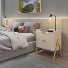 Mesa de Cabeceira Retrô com 2 Gavetas Asher 45cm - Off White