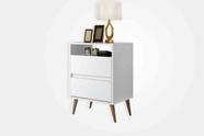 Mesa de Cabeceira Retro Lotus 2 Gavetas Branco J&A Móveis