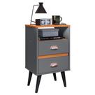 Mesa de Cabeceira Retrô Mesinha Pequena Moderna Canto Quarto Apoio Lateral Cama 2 Gavetas Nicho Organizador Classic New - RPM