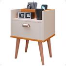 Mesa de Cabeceira Retro Milena Compacta com Gaveta Porta Celular Quarto