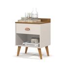Mesa De Cabeceira Retrô Pés Palito Retro - Perola New - Off White / Nature