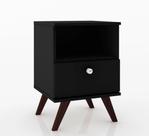 Mesa de Cabeceira Retrô RT 3019 Branca Movelbento 1 Gaveta 1 Nicho MDP