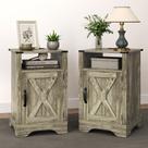 Mesa de Cabeceira RoyalCraft Estilo Fazenda Cinza com Estação de Carregamento 41 cm