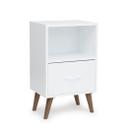 Mesa de Cabeceira (Selo FSC) 66 X 40 X 30 cm com Gaveta e Nicho Branca Mesa de Cabeceira (Selo FSC) 66 X 40 X 30 cm com Gaveta e Nicho Branca