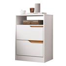 Mesa de Cabeceira Sole 02 gavetas Vistas flex Branco Freijo - Móveis Albatroz