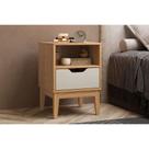 Mesa de Cabeceira Solteiro MB 1095 c/ 1 Gaveta Mel/Off White - Movelbento