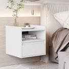 Mesa De Cabeceira Suspensa Minerva Com Porta Basculante E Nicho Quarto Branco