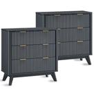 Mesa de cabeceira T4TREAM de 32 cm de altura canelada com tampo de mármore sintético com 3 gavetas