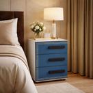 Mesa de Cabeceira Valência 3 Gavetas Azul/Branco - Politorno Mesa de Cabeceira Valência 3 Gavetas Azul/Branco - Politorno
