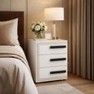 Mesa de Cabeceira Valência 3 Gavetas Branco - Politorno Mesa de Cabeceira Valência 3 Gavetas Branco - Politorno