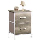 Mesa de cabeceira WLIVE, cômoda com 2 gavetas, quarto, cinza, carvalho
