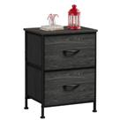 Mesa de cabeceira WLIVE, cômoda pequena com 2 gavetas de tecido, preta
