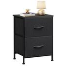 Mesa de cabeceira WLIVE preta com 2 gavetas de tecido Mesa de cabeceira WLIVE preta com 2 gavetas de tecido