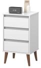 Mesa de Cabeceira Wood retrô 3 gavetas new Branco brilho