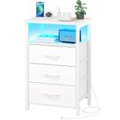 Mesa de cabeceira Yoobure com estação de carregamento, 3 gavetas, branca Mesa de cabeceira Yoobure com estação de carregamento, 3 gavetas, branca
