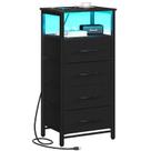 Mesa de Cabeceira Yoobure com LED e Carregador - 4 Gavetas