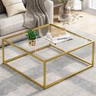 Mesa de café Adompacat Glass Square 68x68cm Gold Living Room