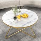 Mesa de café HLR redonda com tampo de mármore sintético branco 90cm