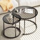 Mesa de café Nesting aboxoo Grey Glass, conjunto de 2