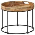 Mesa de café vidaXL Solid Mango Wood & Steel 50cm Industrial