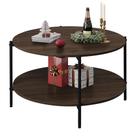 Mesa de café WLIVE redonda de 82,8 cm com prateleira de armazenamento Brown Walnut