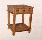 Mesa de Canto 50x50x80cm 1 Gaveta 1 Prateleira Madeira de Demolição Natural