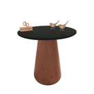Mesa De Canto Cone Amadeirado Com Tampo Vidro 70cm Preto 70cm