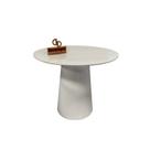Mesa De Canto Cone Laqueado Com Tampo Vidro 70cm Off White 60cm